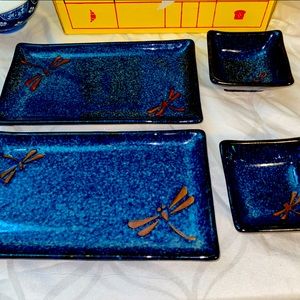 BNWOT Authentic sushi plates and sauce cups. Comes with sushi roller too
